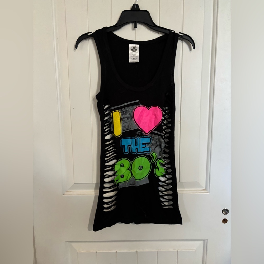 I Love the 80s black tank Spirit Halloween. Size S Small